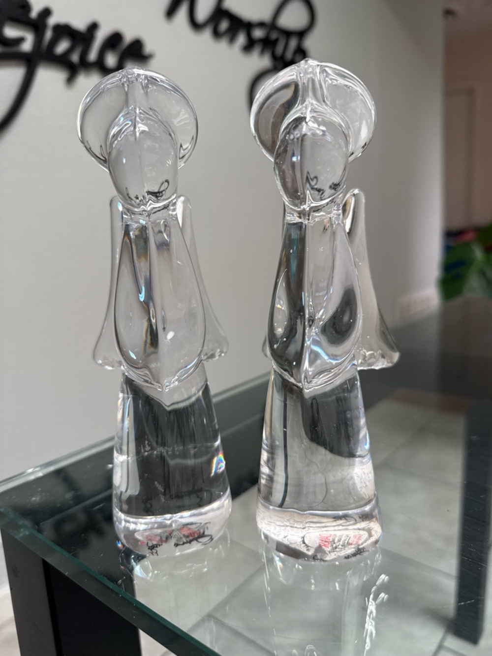Dansk Clear Glass Angel Pair